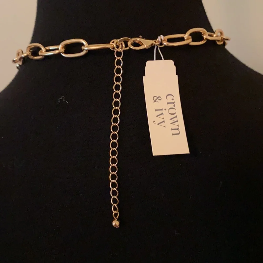 CROWN & IVY Statement Charm & Disc Necklace - Picture 4 of 4